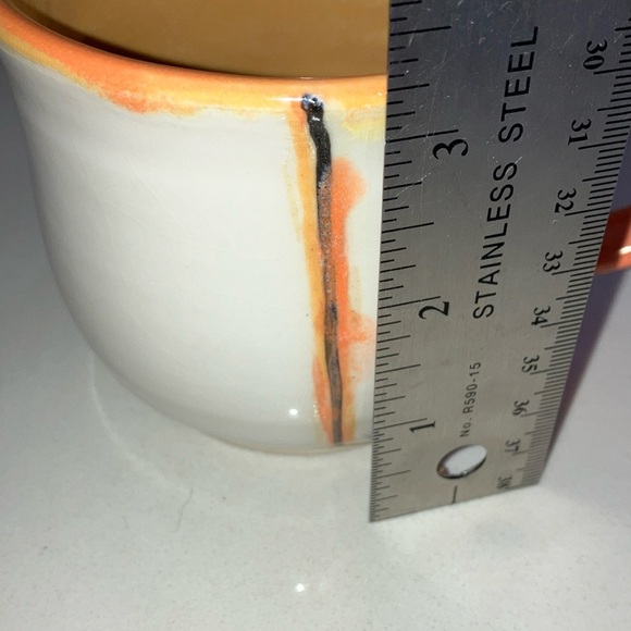 Ceramic clay pottery cup Orange and White Ceramic Mug - Picture 9 of 16